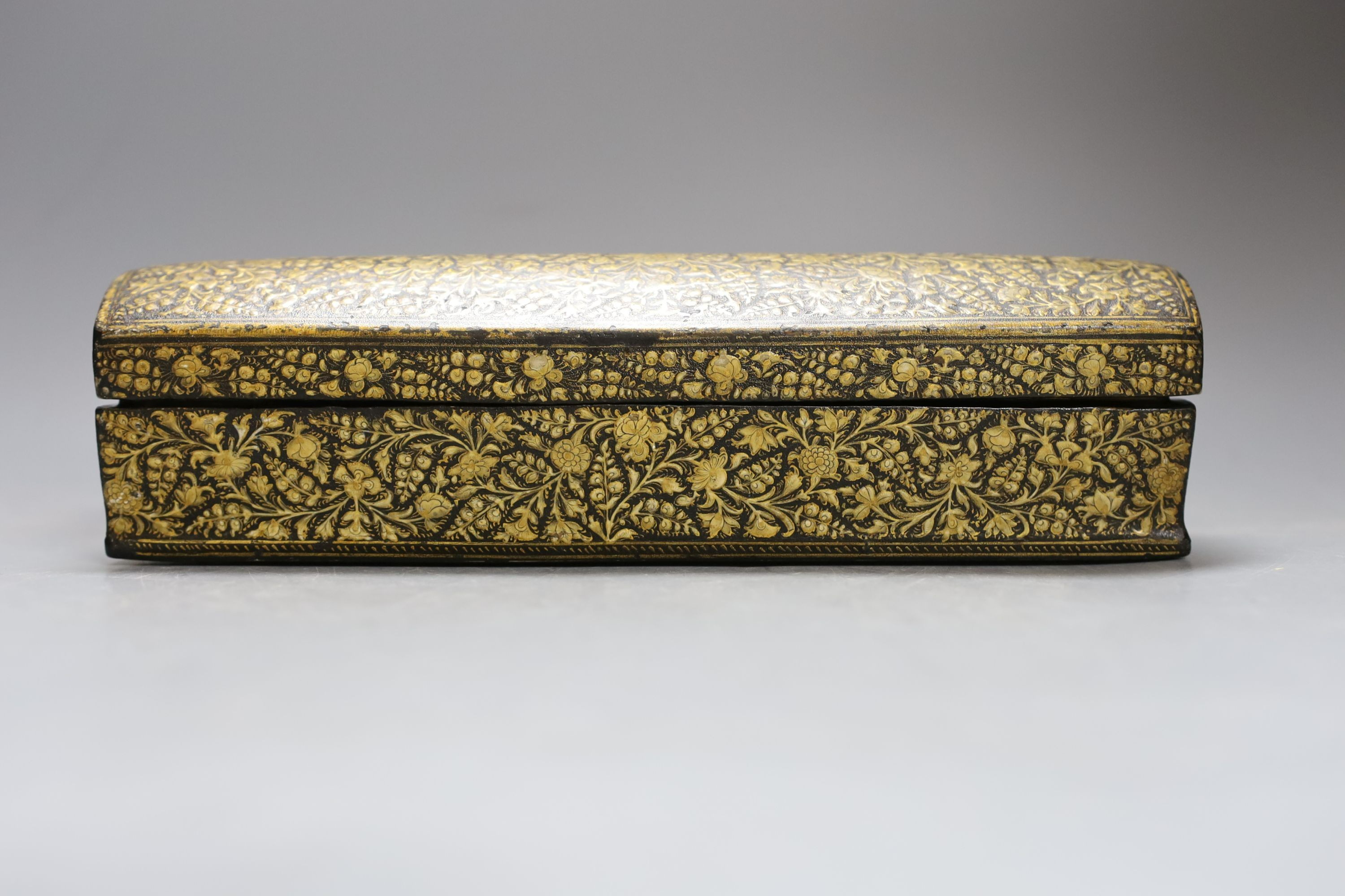 A 19th century Persian painted papier mache scribe's box - 26cm long